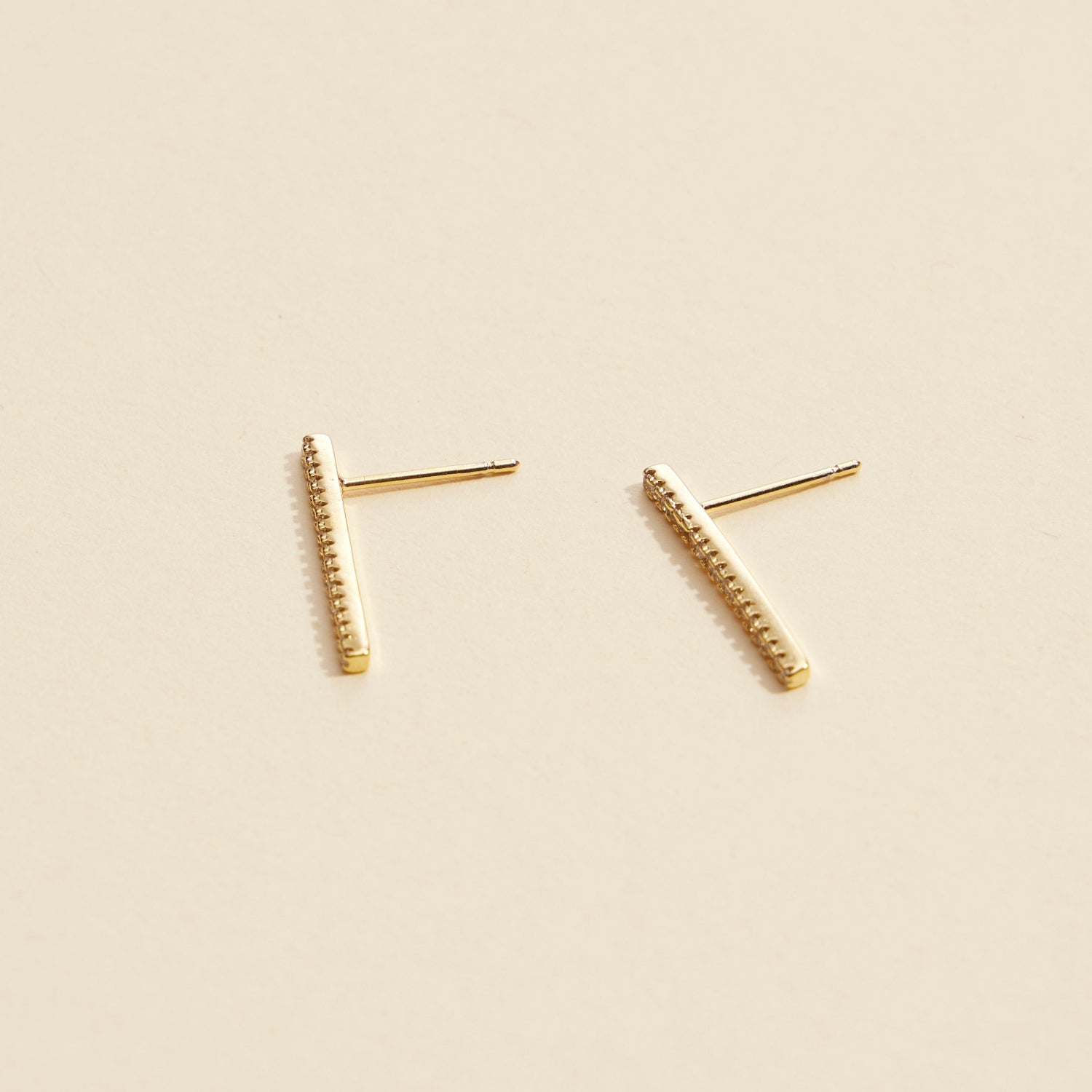 Sleek Bar Rhinestone Gold-Dipped Stud Earrings
