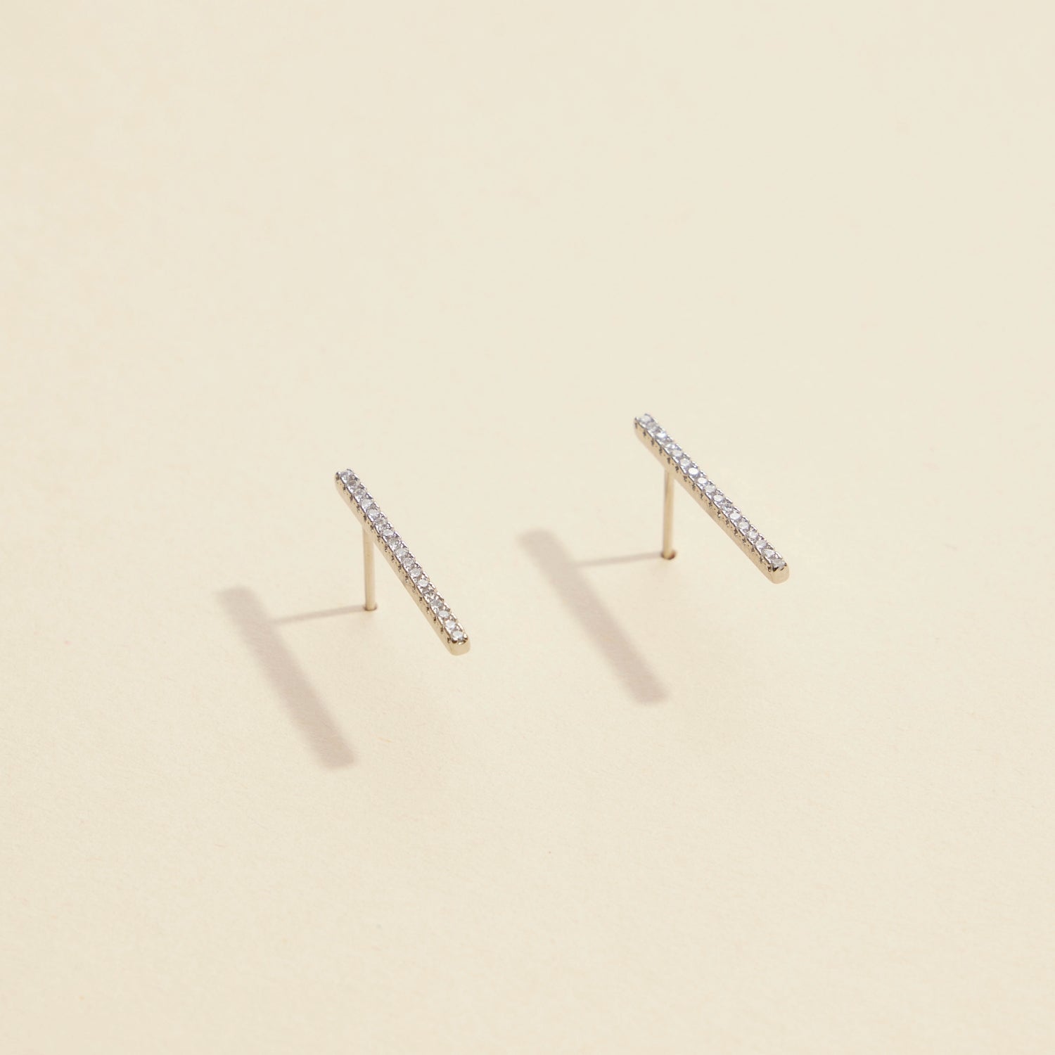 Sleek Bar Rhinestone Gold-Dipped Stud Earrings