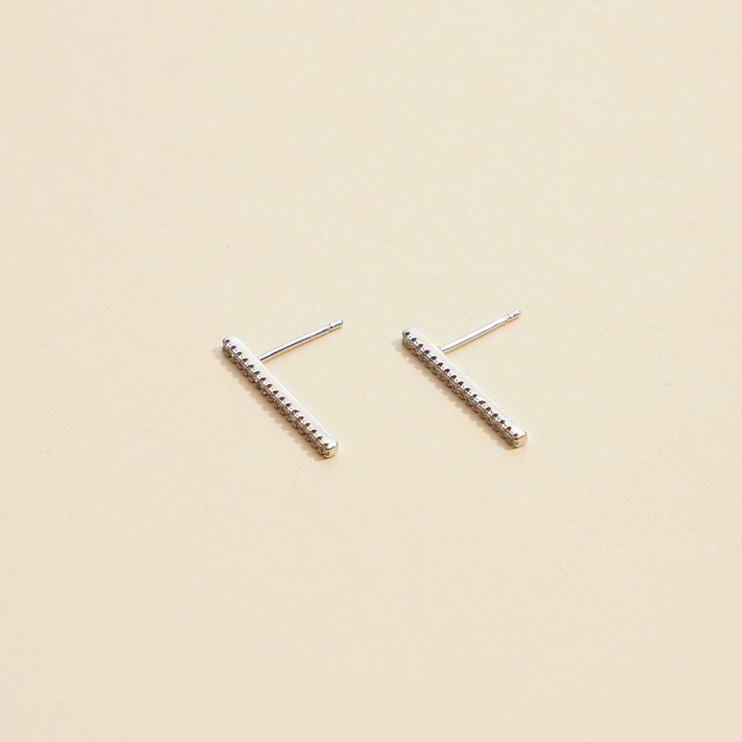 Sleek Bar Rhinestone Gold-Dipped Stud Earrings