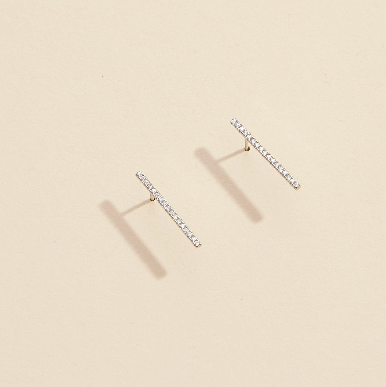 Sleek Bar Rhinestone Gold-Dipped Stud Earrings