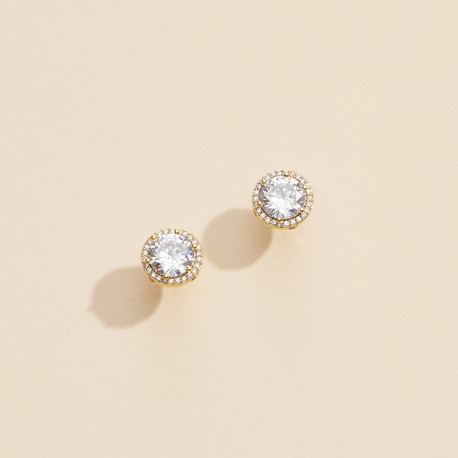 Chic Round Glass Stone Gold-Dipped Stud Earrings