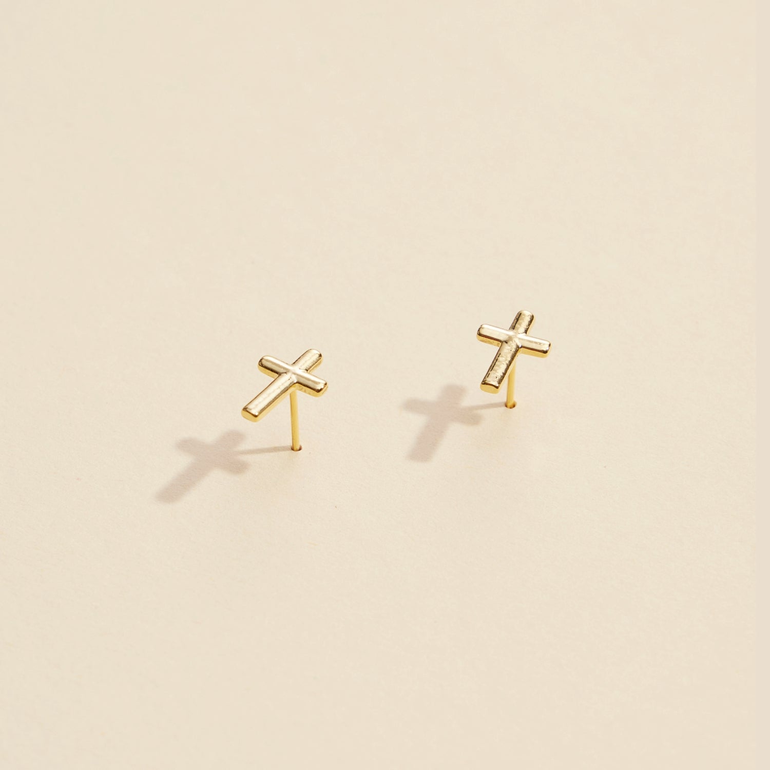 Gold and Silver Cross Stud Earrings