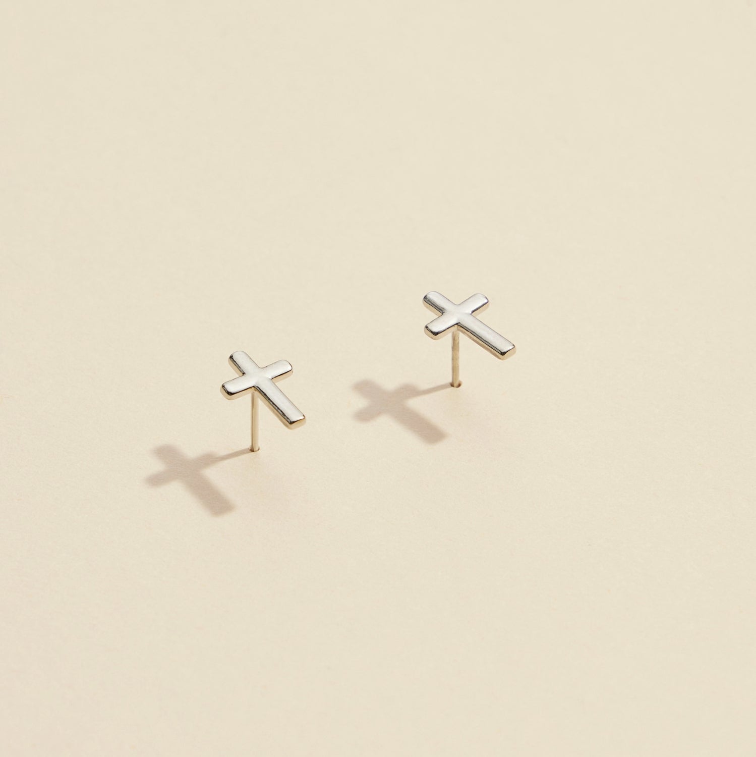 Gold and Silver Cross Stud Earrings