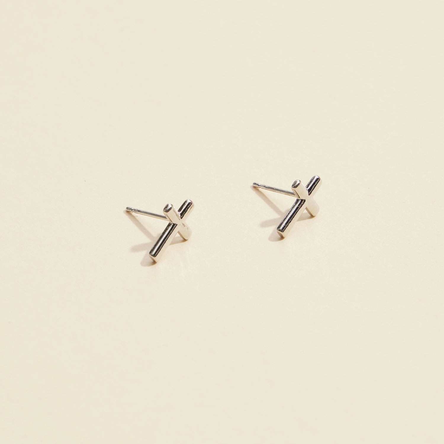 Gold and Silver Cross Stud Earrings