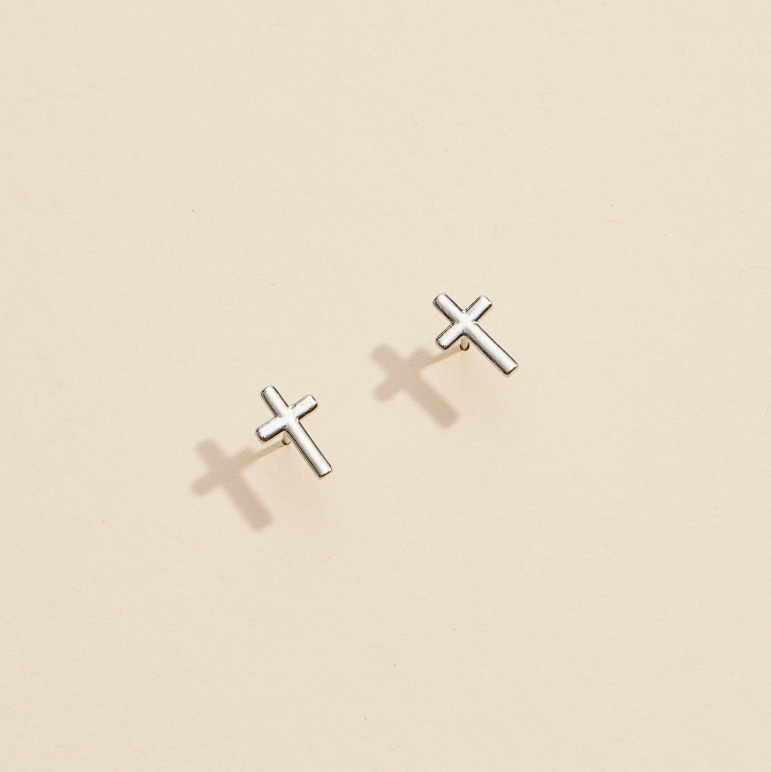 Gold and Silver Cross Stud Earrings