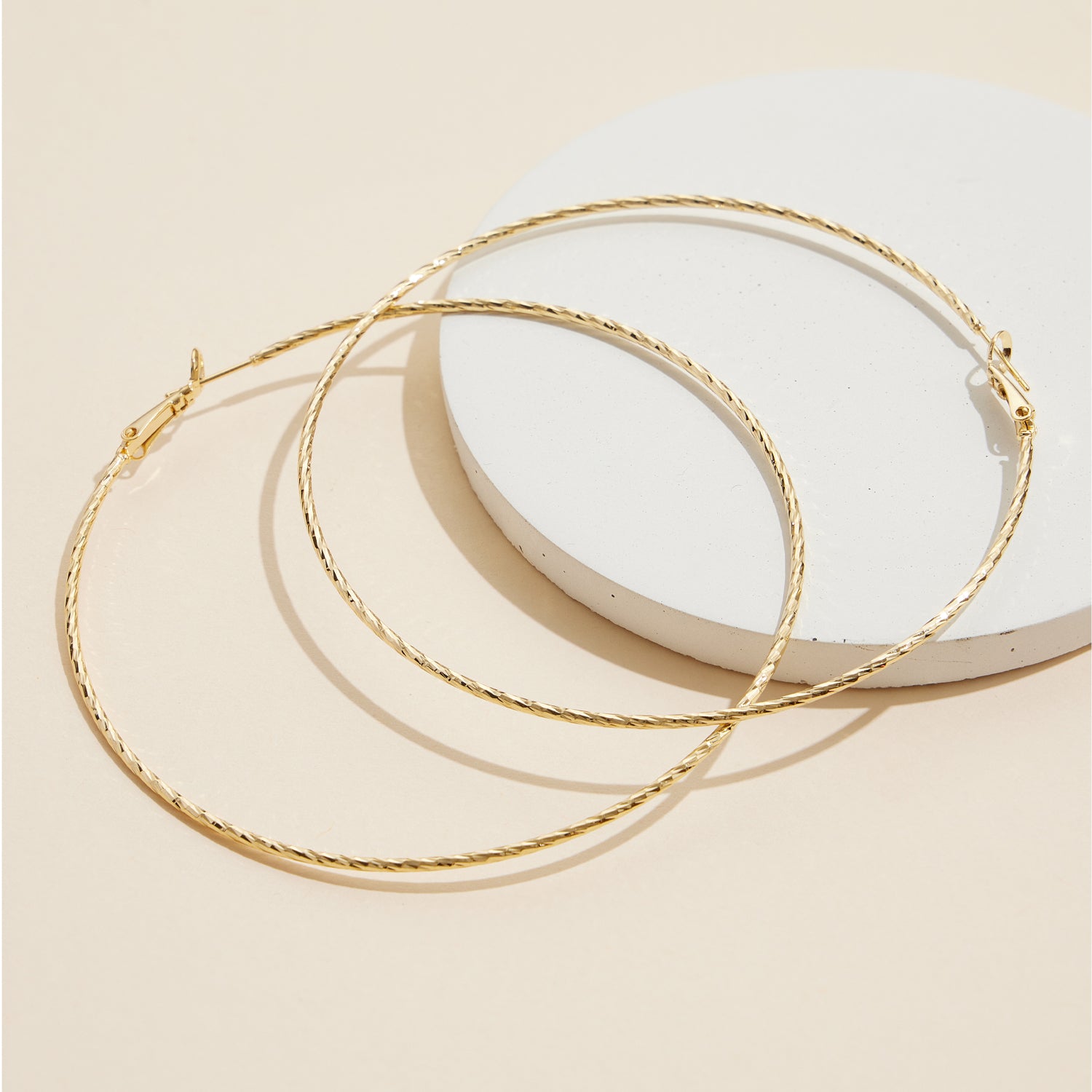 18K Gold-Dipped Twisted Large Hoop Earrings