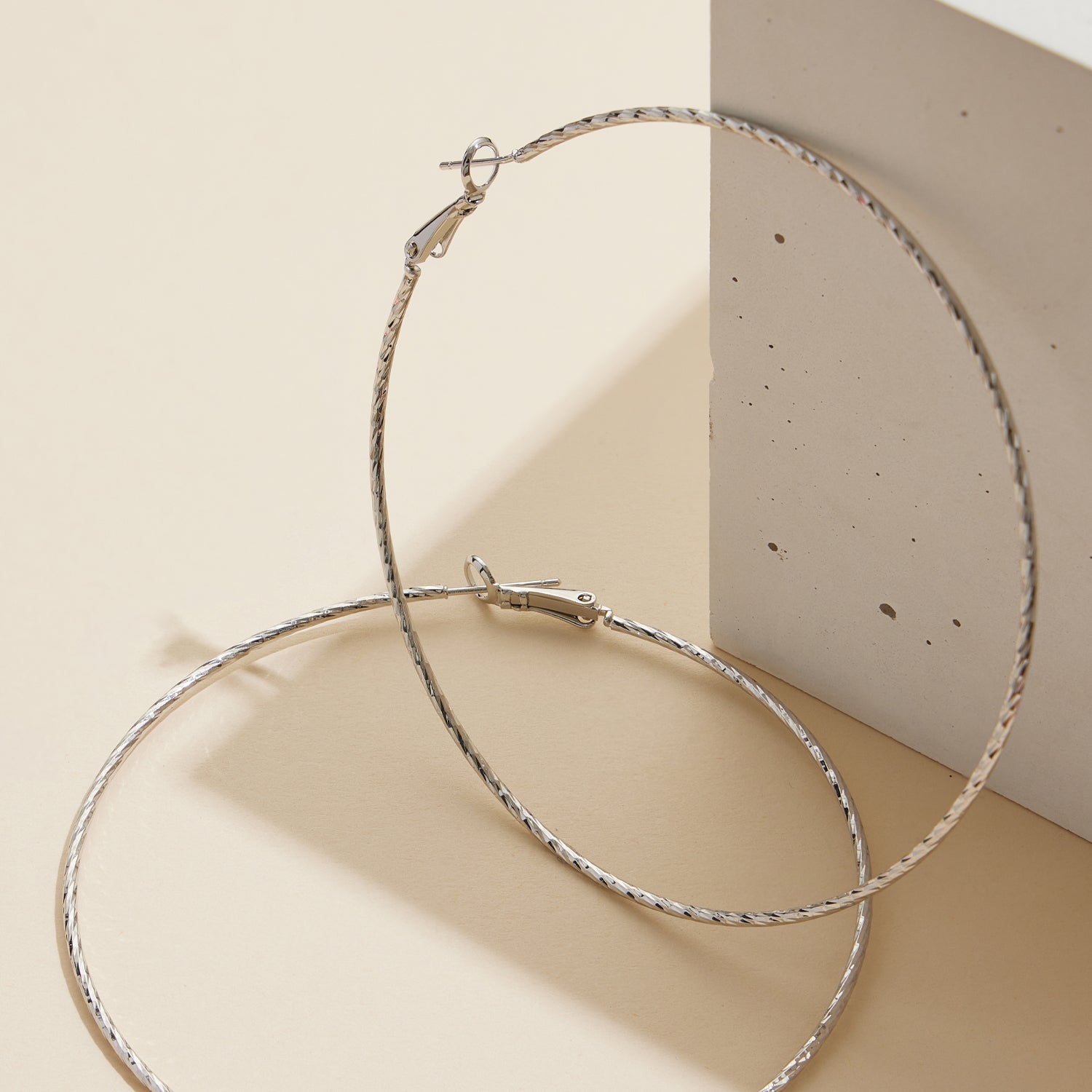 18K Gold-Dipped Twisted Large Hoop Earrings