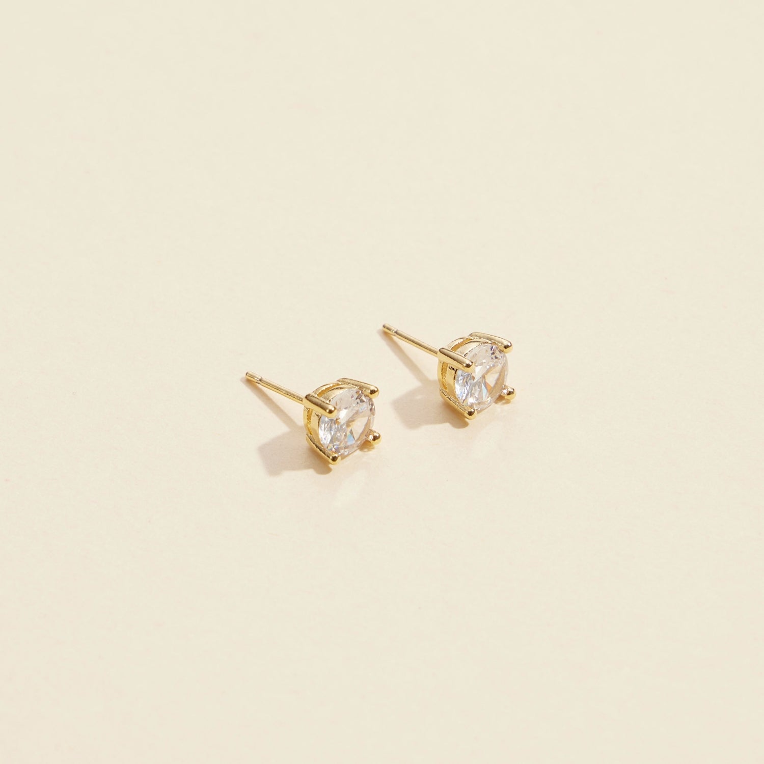 Elegant Glass Stone Gold-Dipped Stud Earrings