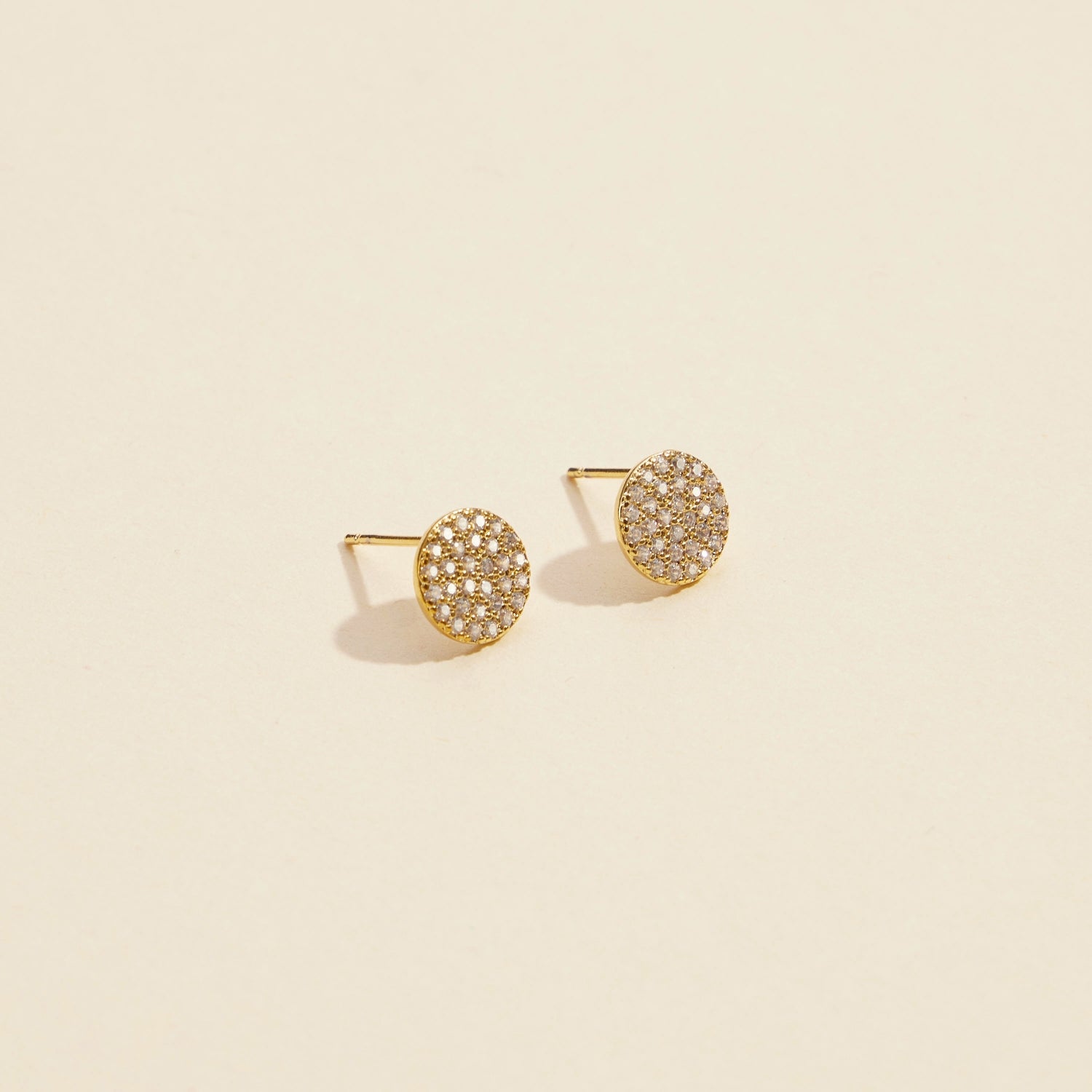 Elegant Gold & Silver Round CZ Pavé Stud Earrings