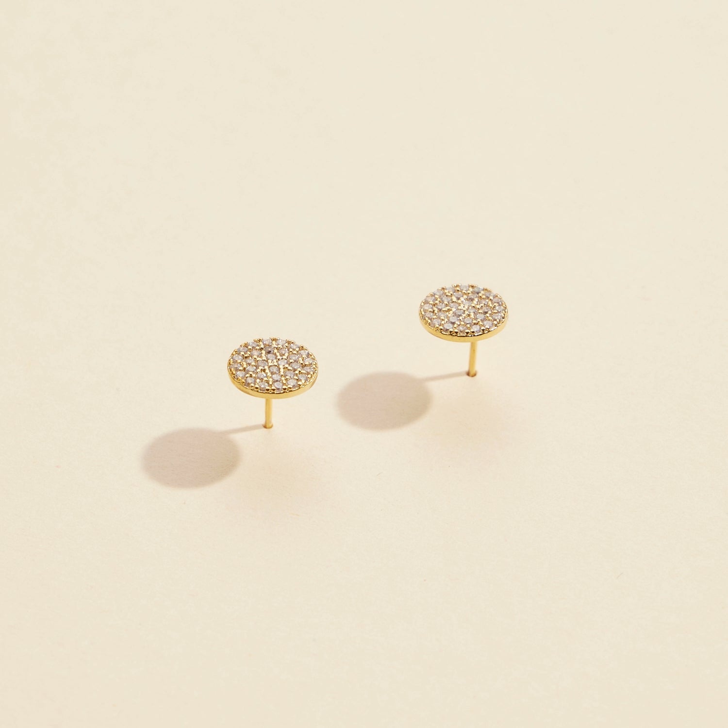 Elegant Gold & Silver Round CZ Pavé Stud Earrings