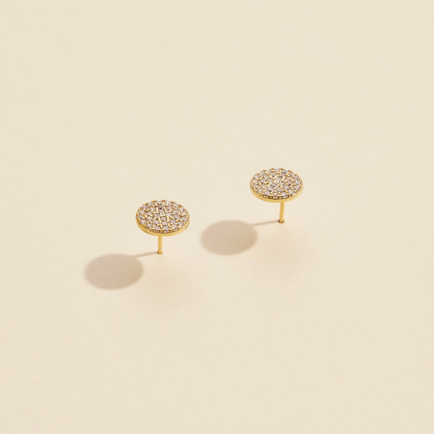 Elegant Gold & Silver Round CZ Pavé Stud Earrings