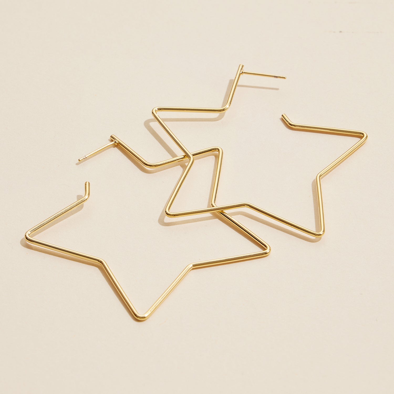 18K Gold-Dipped Star Hoop Earrings