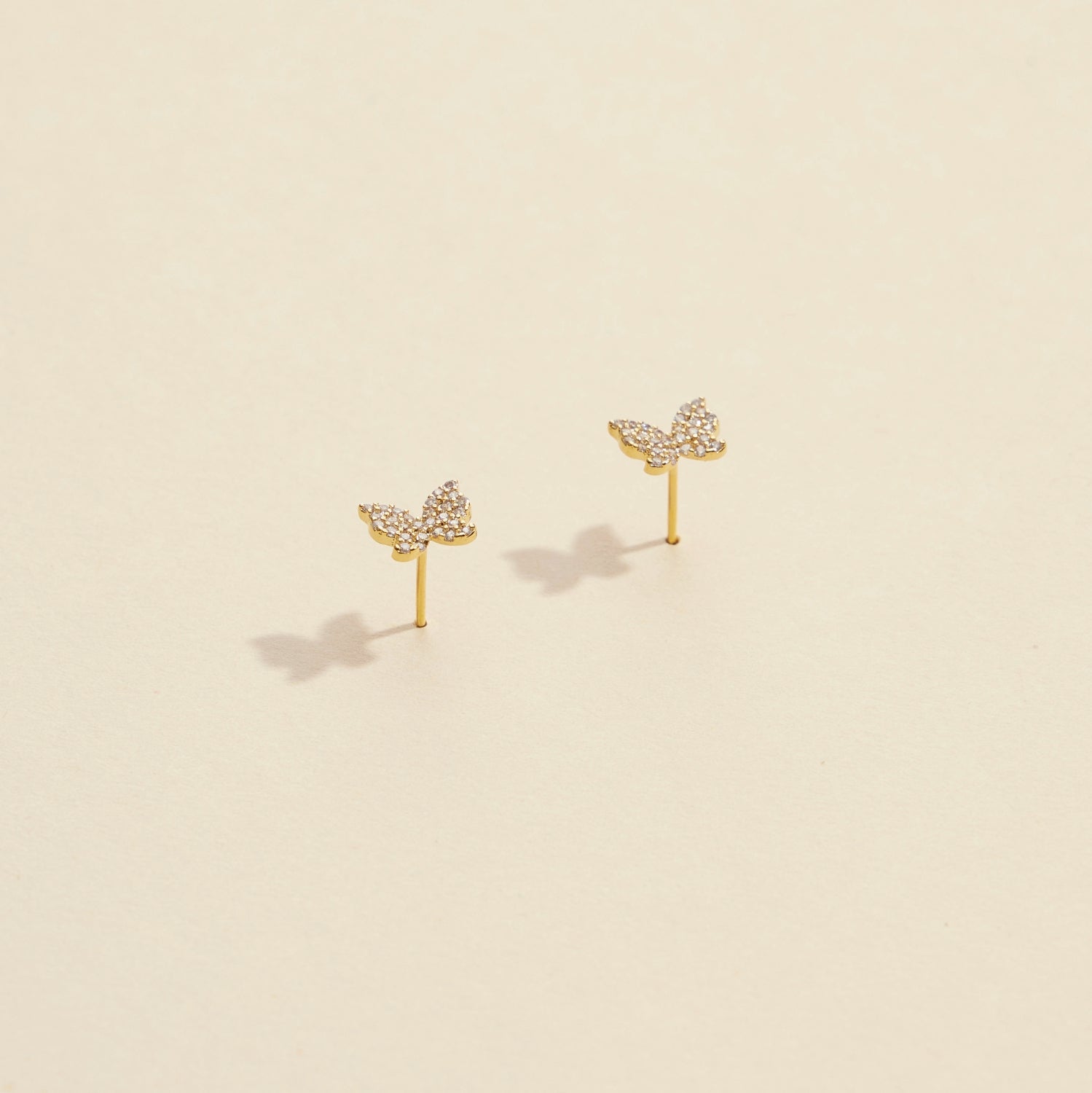 Sparkling Butterfly Rhinestone Gold-Dipped Stud Earrings