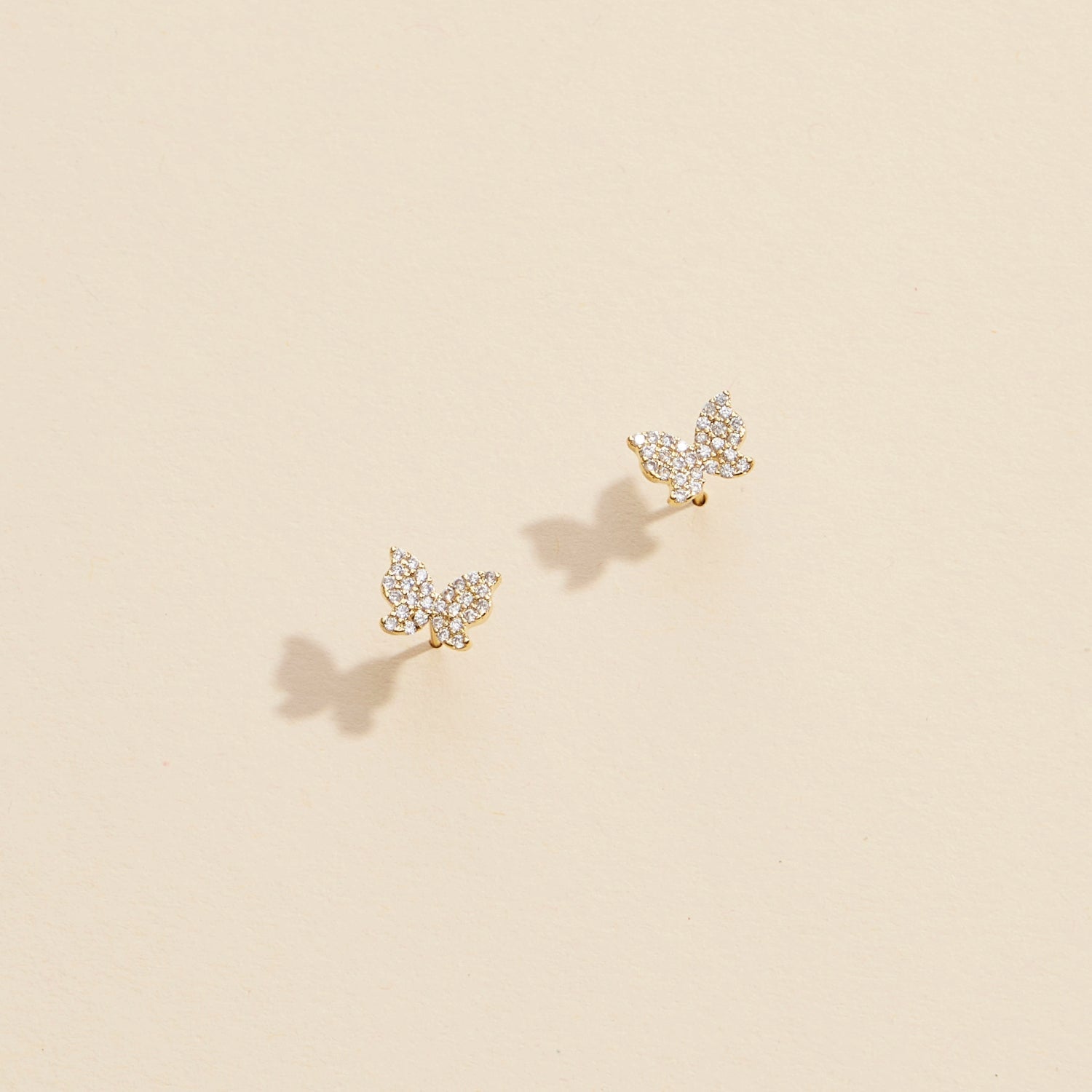 Sparkling Butterfly Rhinestone Gold-Dipped Stud Earrings
