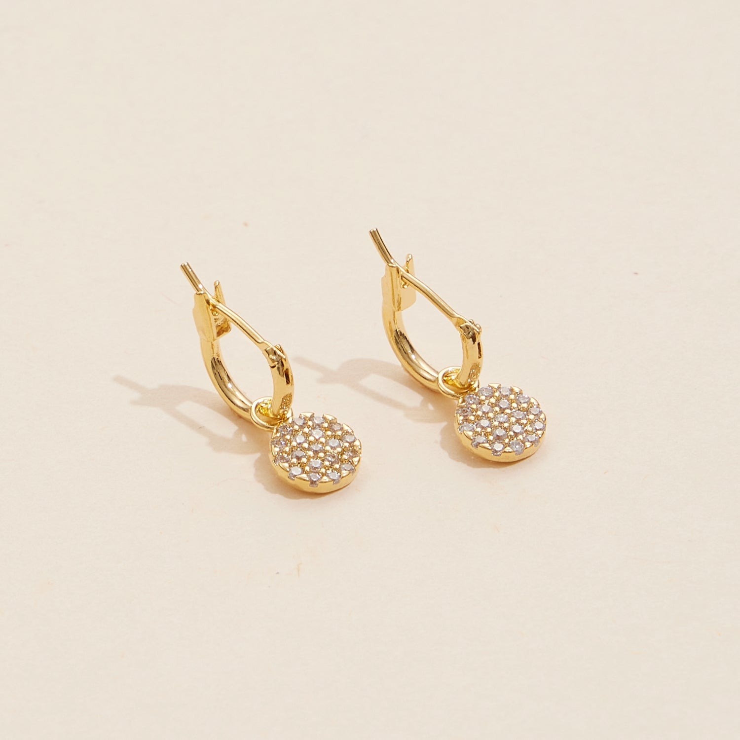 18K Gold-Dipped Round Charm Basic Hoop Earrings