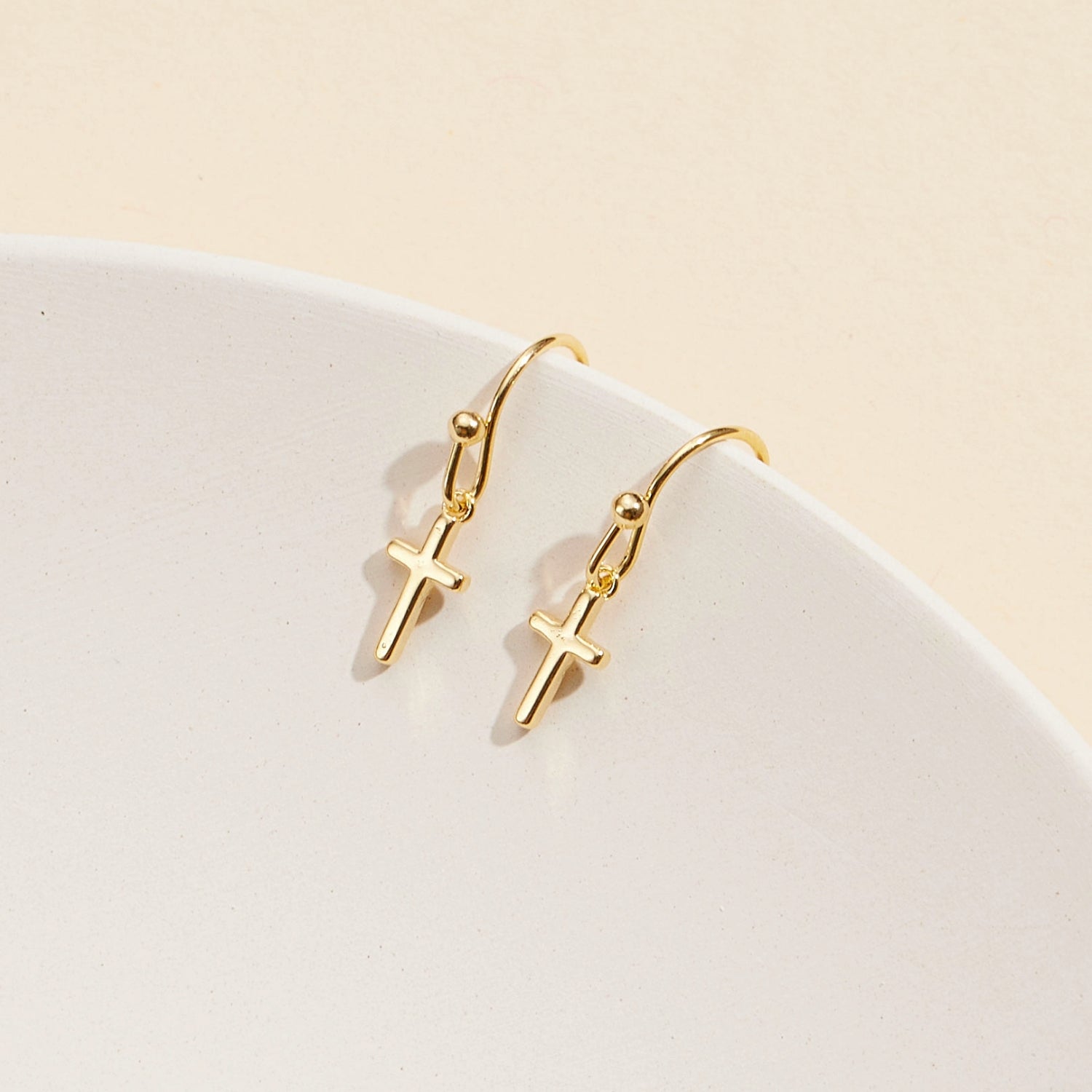 Classic Cross Gold-Dipped Drop Earrings