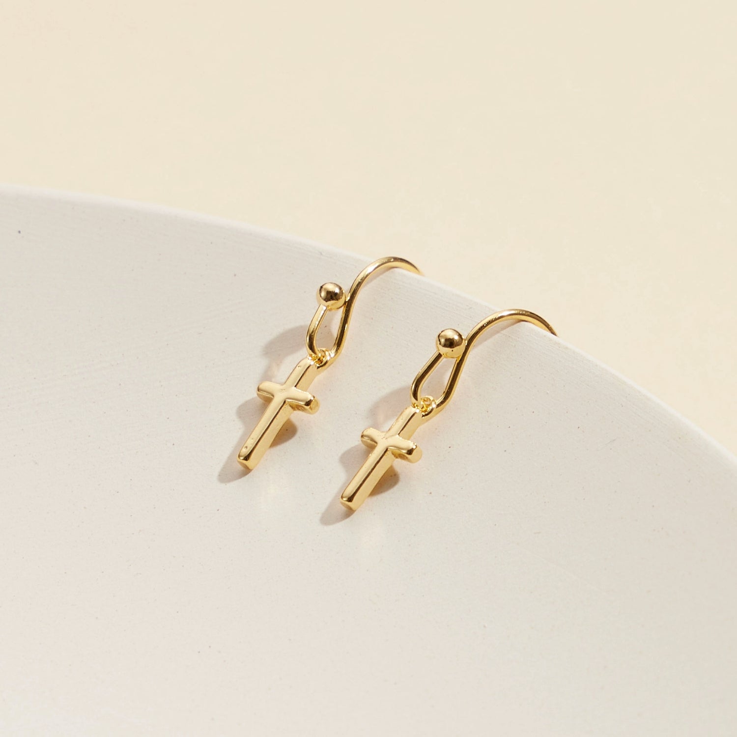 Classic Cross Gold-Dipped Drop Earrings