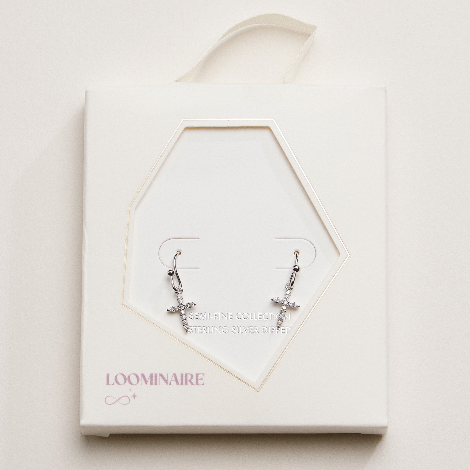 Elegant CZ Cross Gold-Dipped Drop Earrings - Frem
