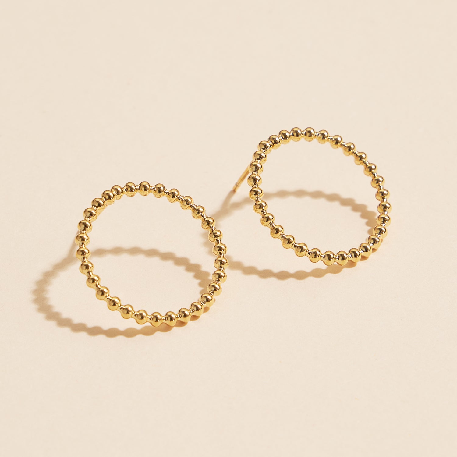 18K Gold-Dipped Round Beaded Stud Earrings - Frem