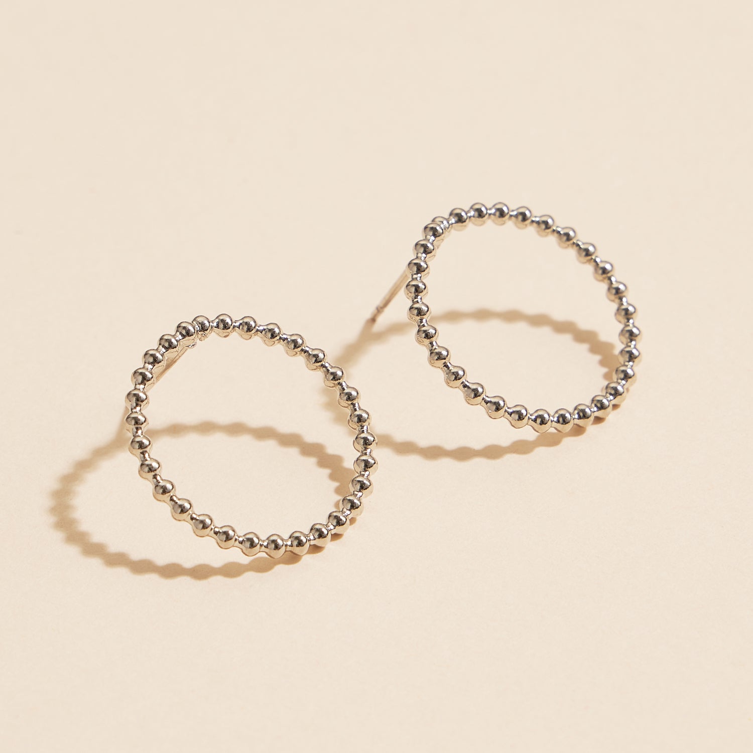 18K Gold-Dipped Round Beaded Stud Earrings - Frem