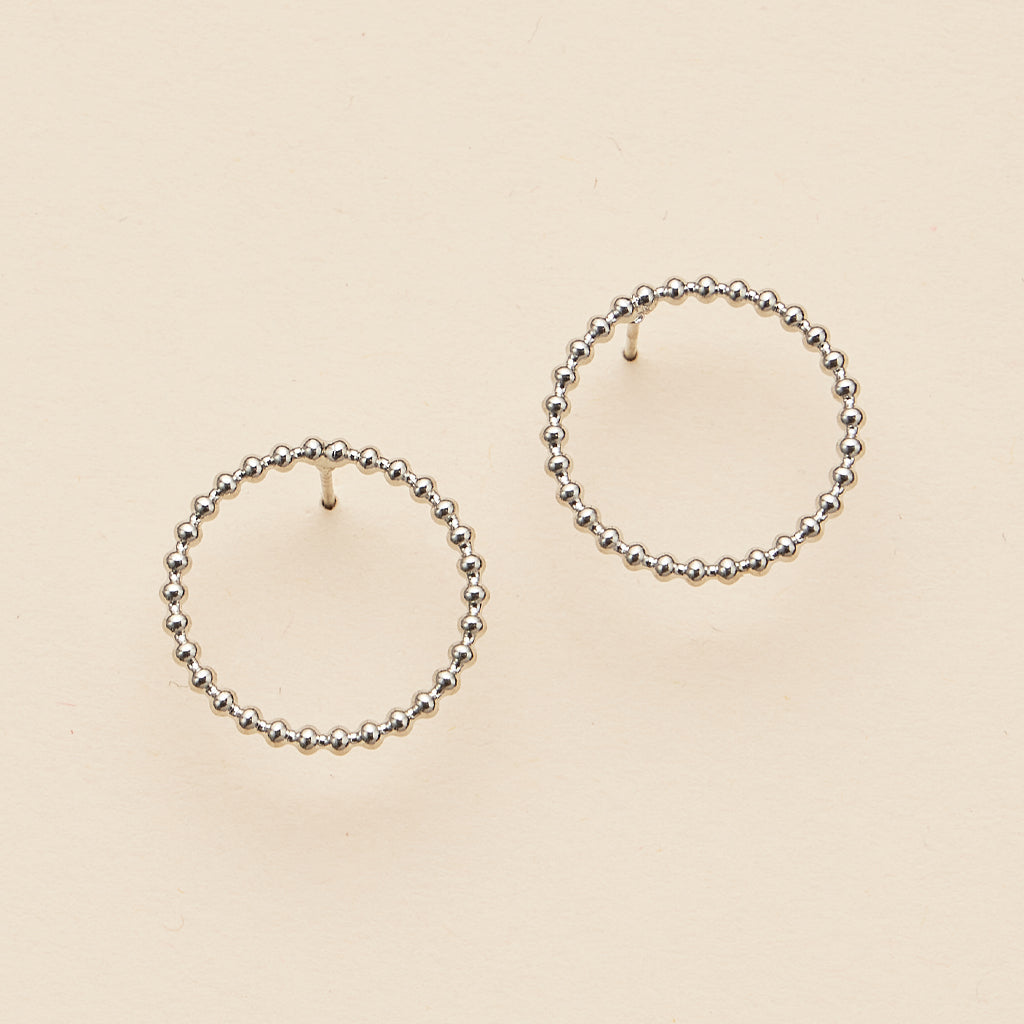 18K Gold-Dipped Round Beaded Stud Earrings - Frem