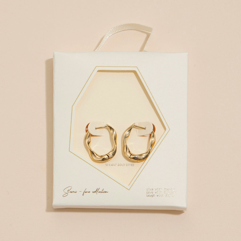 18K Gold-Dipped Wavy Hoop Earrings - Frem