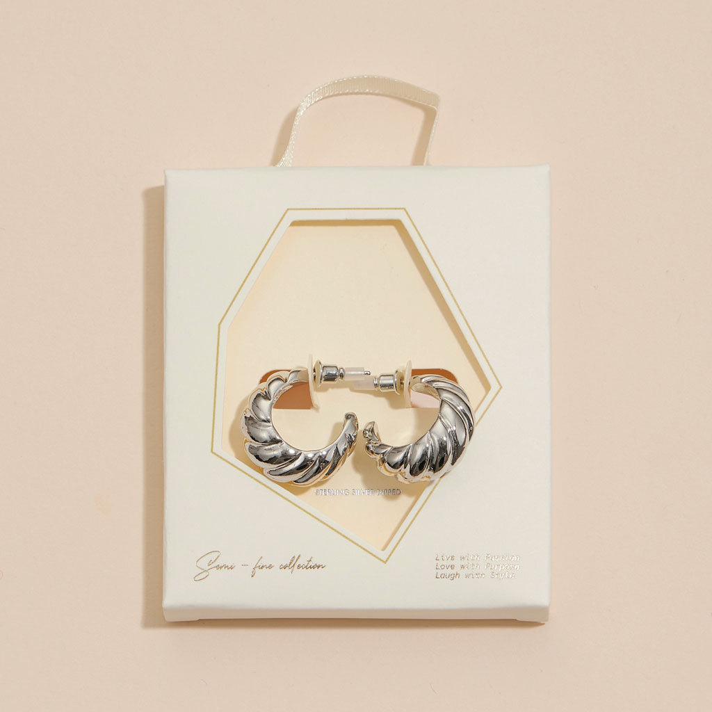 18K Gold-Dipped Twisted Open Hoop Earrings