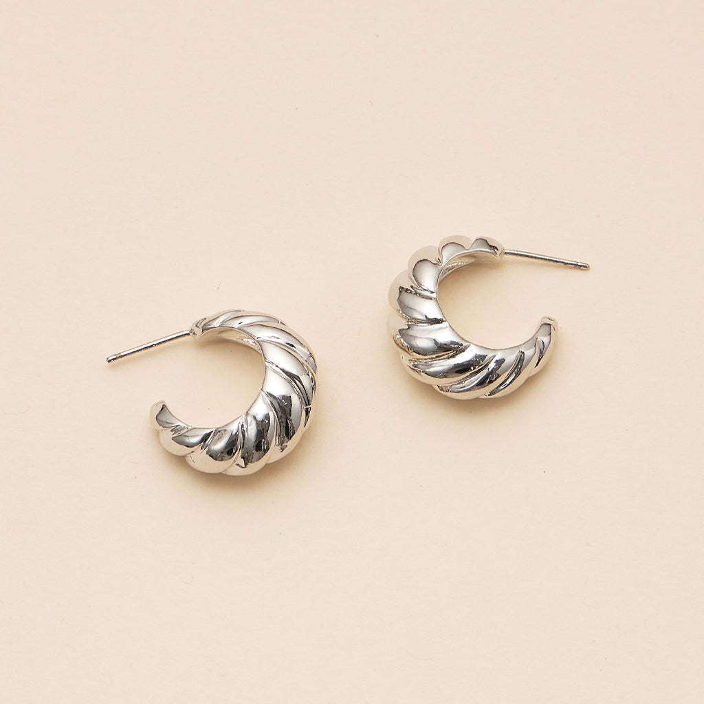 18K Gold-Dipped Twisted Open Hoop Earrings