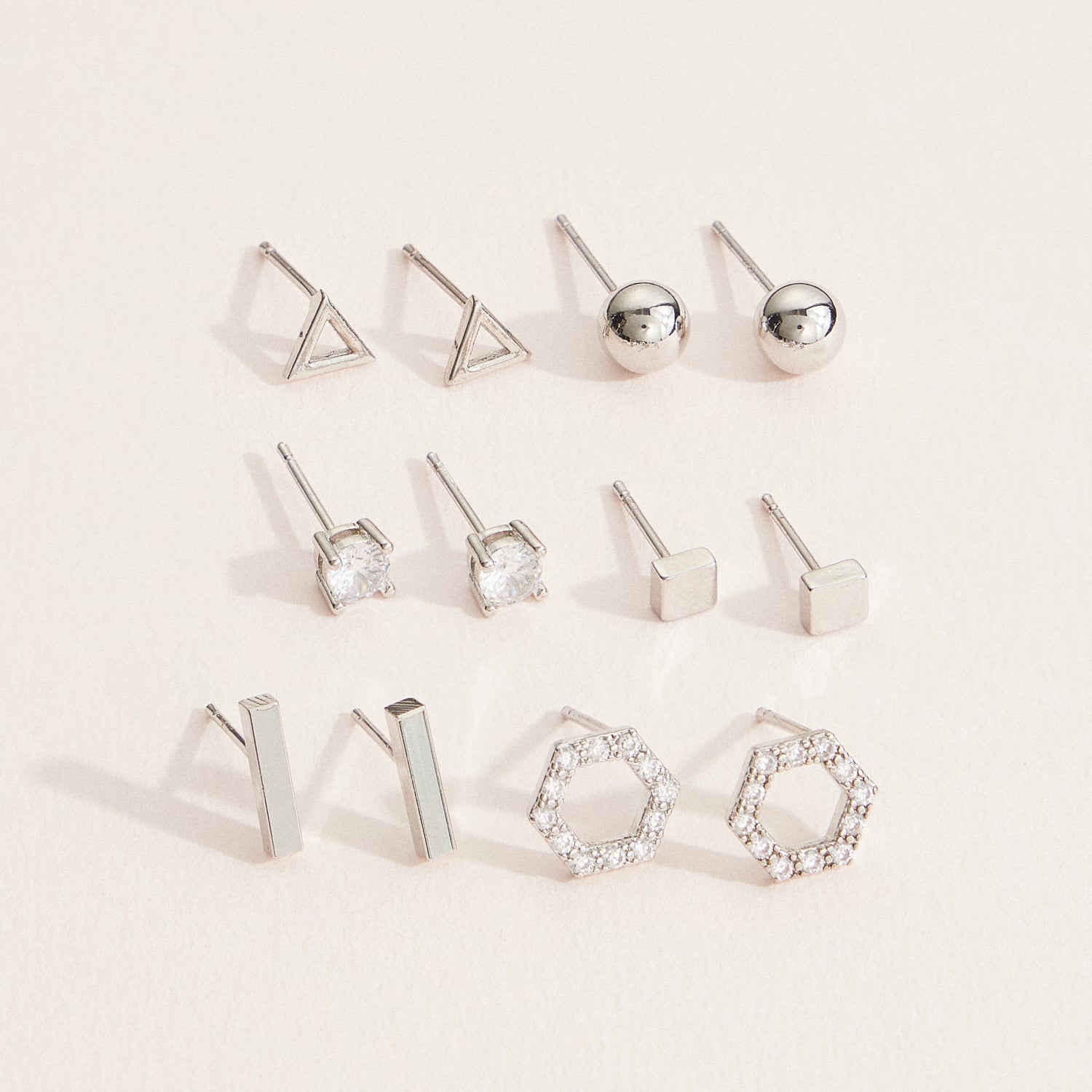 18K Gold Dipped Minimalist 6-Piece Geometric Gold Stud Earring Set – Modern and Chic Designs