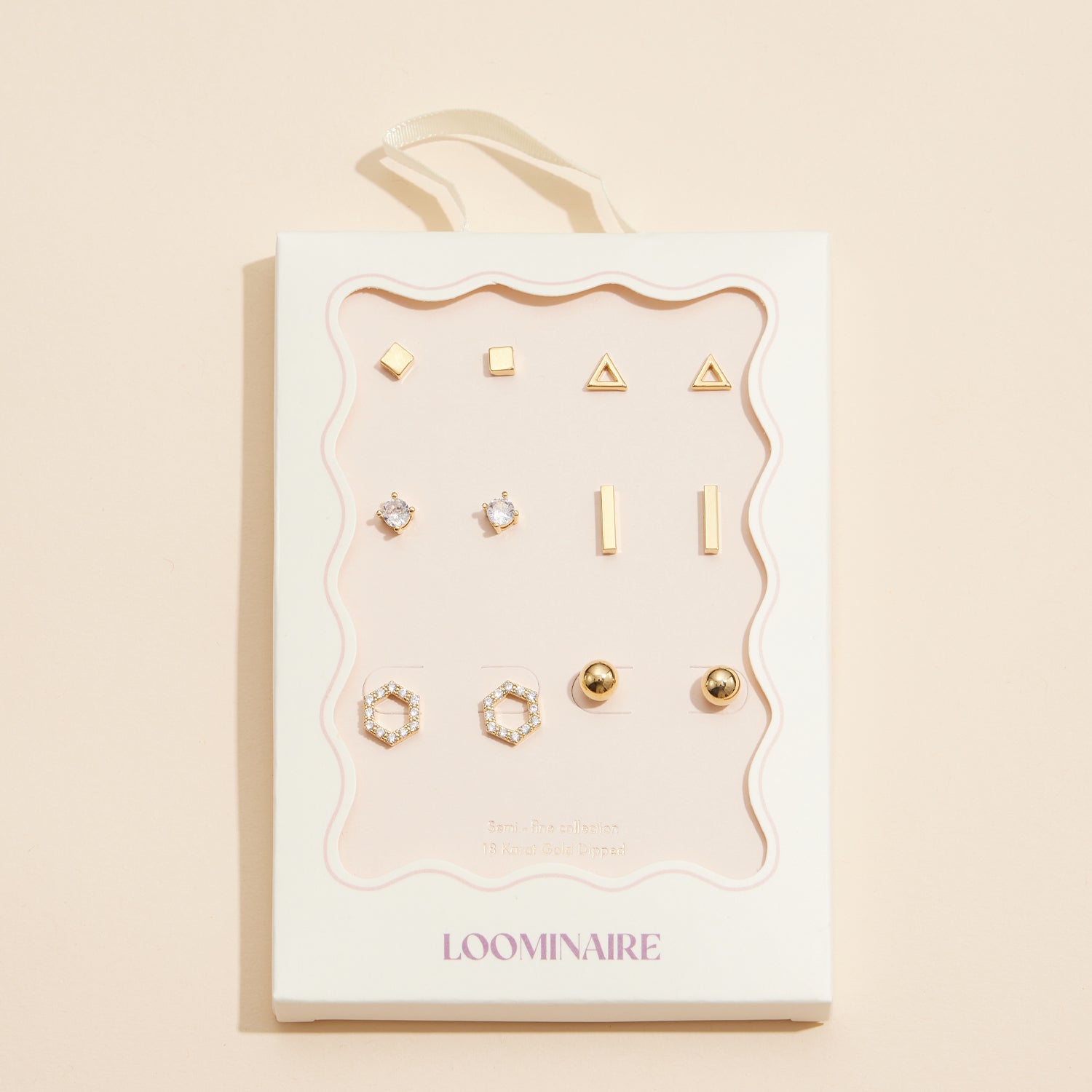 18K Gold Dipped Minimalist 6-Piece Geometric Gold Stud Earring Set – Modern and Chic Designs