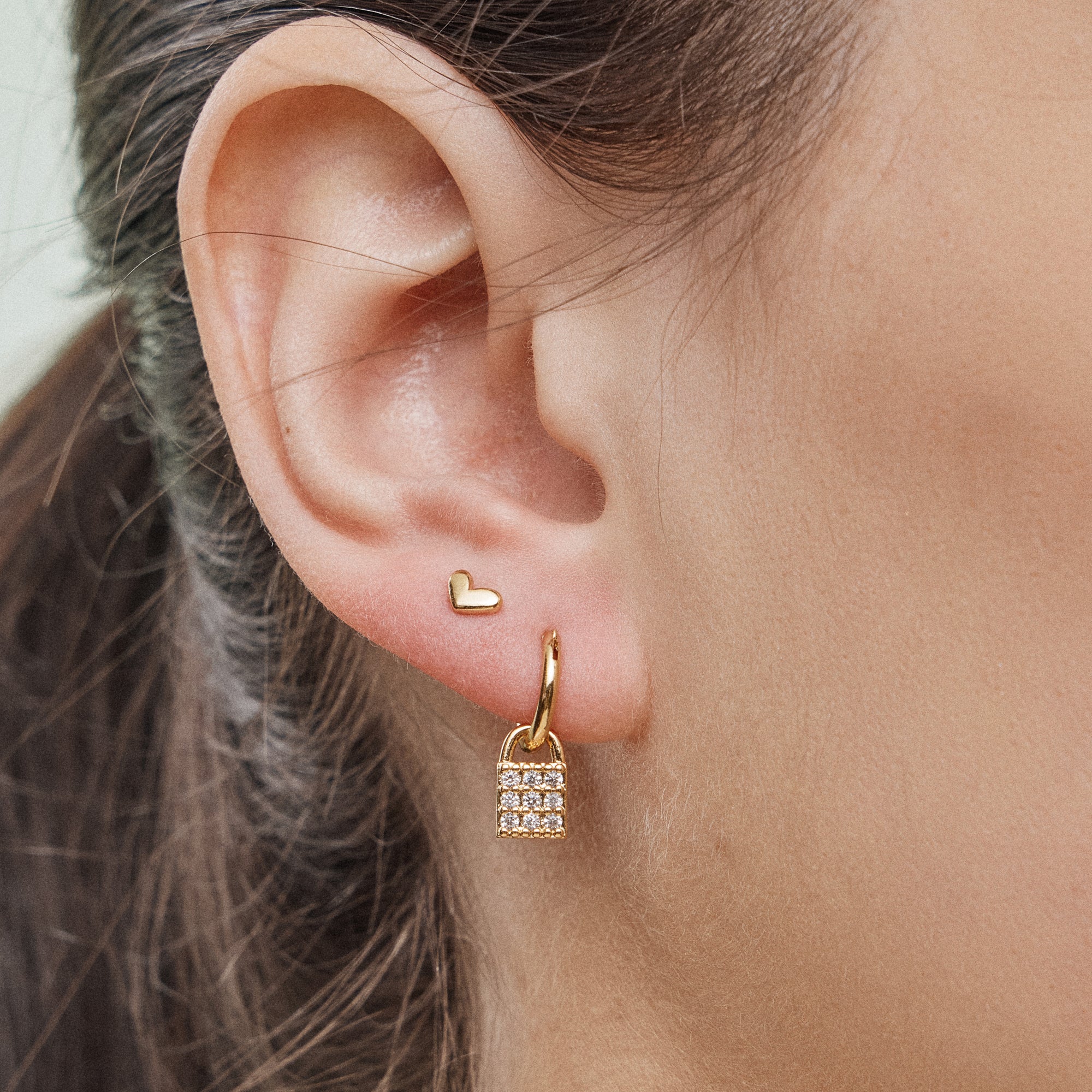 18K Gold Dipped 12-Piece Gold & Silver Earring Set – Lock, Key, Heart & Pearl Collection - Frem