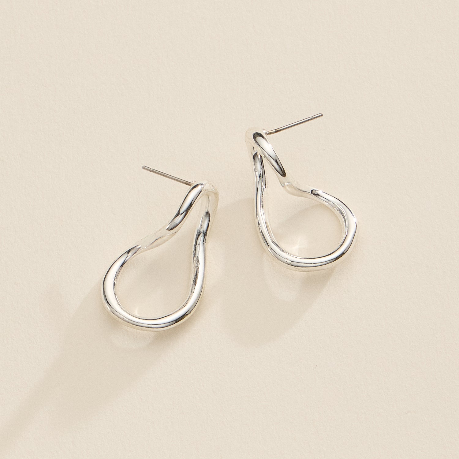 18K Gold-Dipped Sculptural Teardrop Earrings – Organic Gold & Silver Hoops