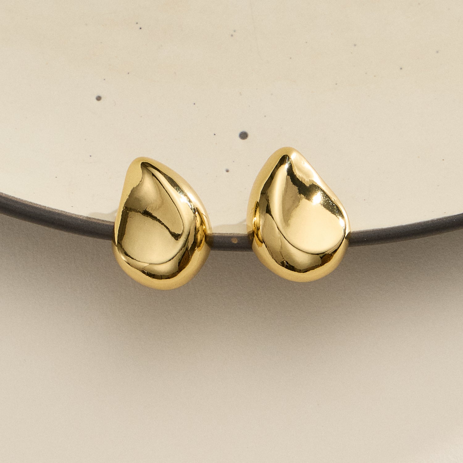 Chunky Dome Teardrop Stud Earrings