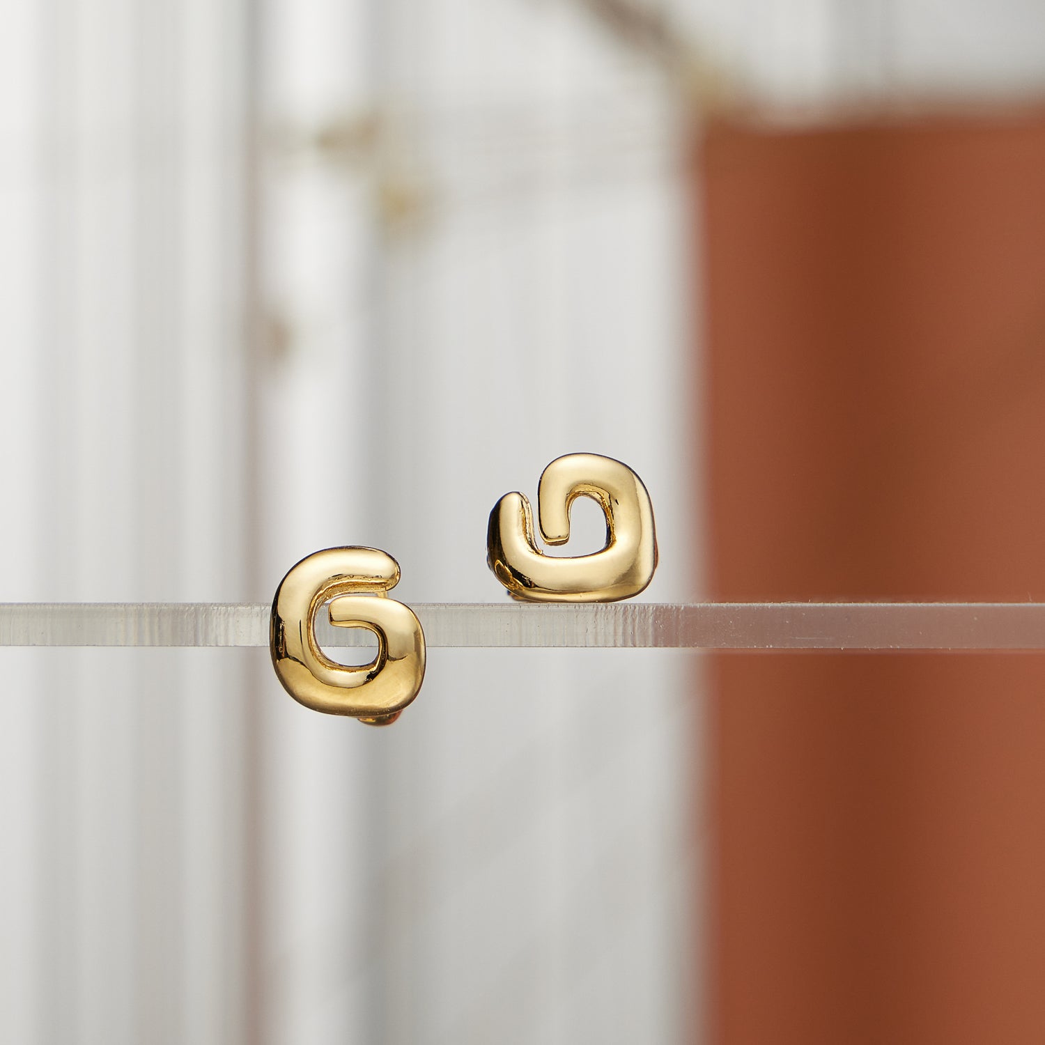 Chunky Bubble Initial Studs – 18K Gold-Dipped and Silver Letter Earrings