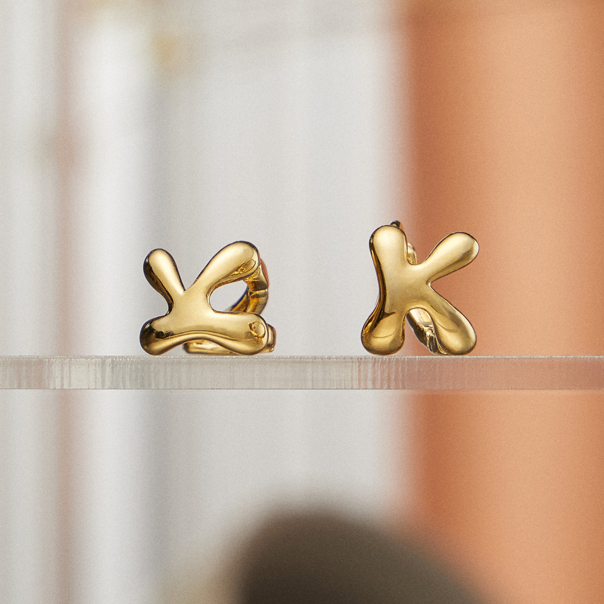 Chunky Bubble Initial Studs | 18K Gold-Dipped and Silver Letter Earrings