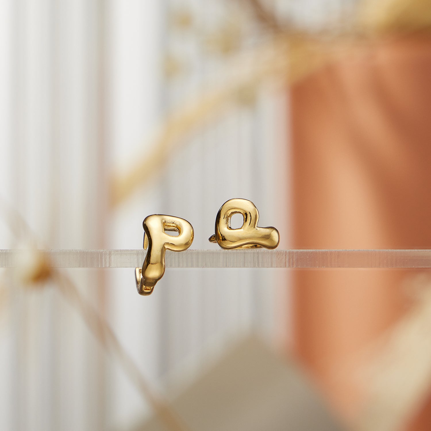 Chunky Bubble Initial Studs – 18K Gold-Dipped and Silver Letter Earrings