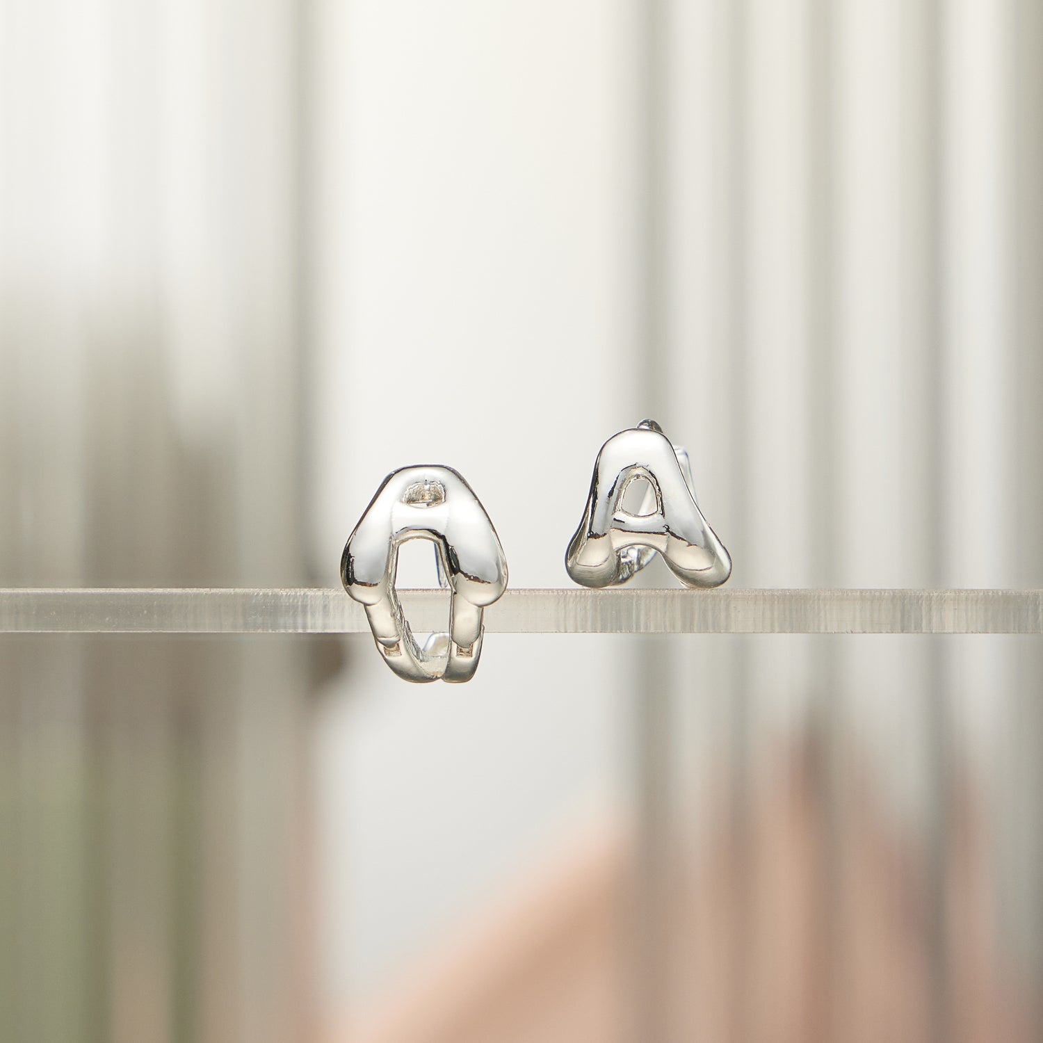 Chunky Bubble Initial Studs – 18K Gold-Dipped and Silver Letter Earrings