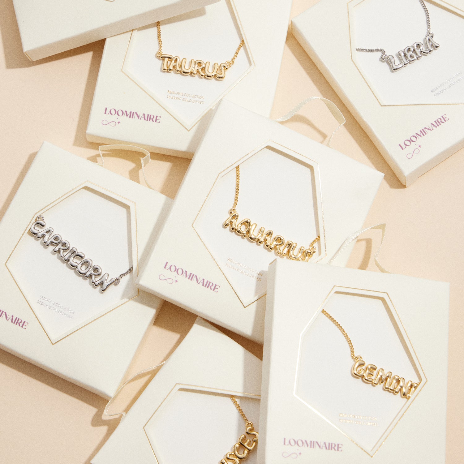 Gold-Dipped Zodiac Necklaces – Set of 12 Assorted Signs