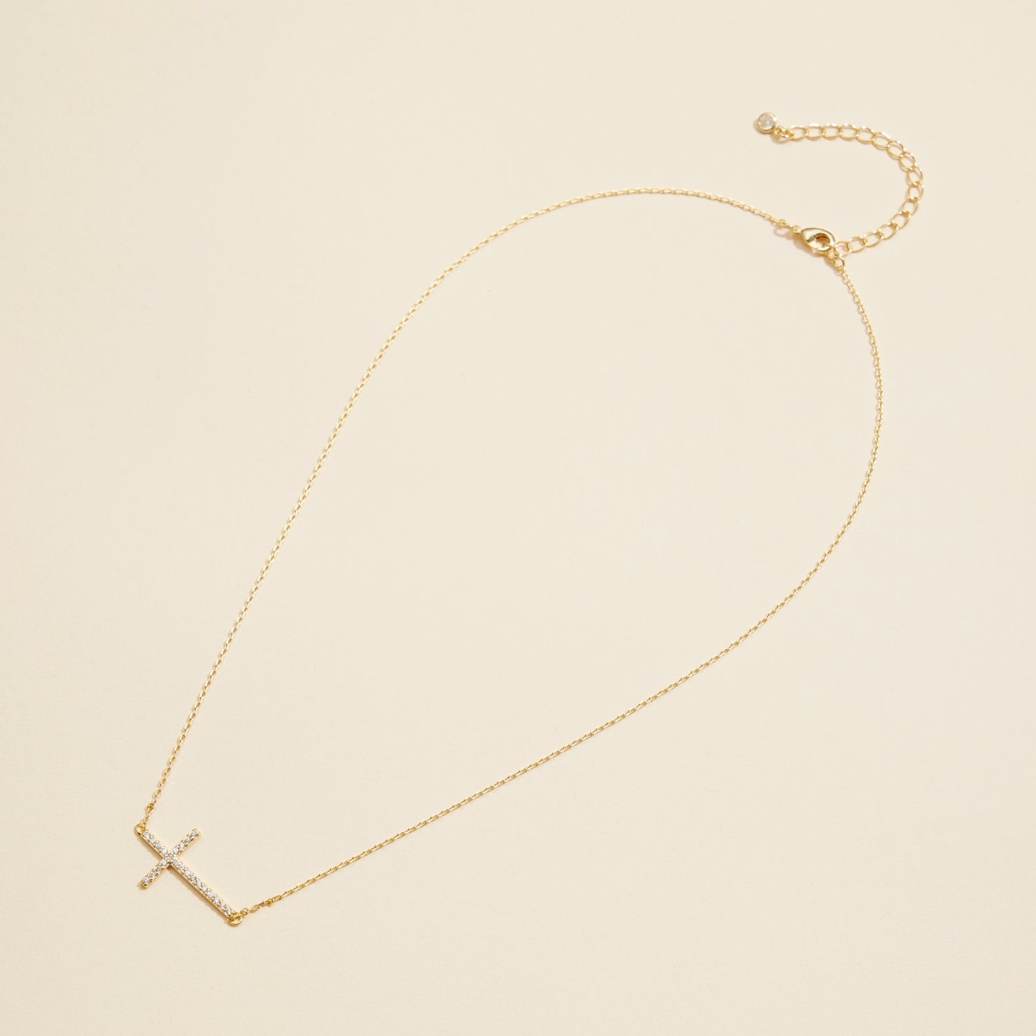 Gold-Dipped Cross Charm Short Necklace
