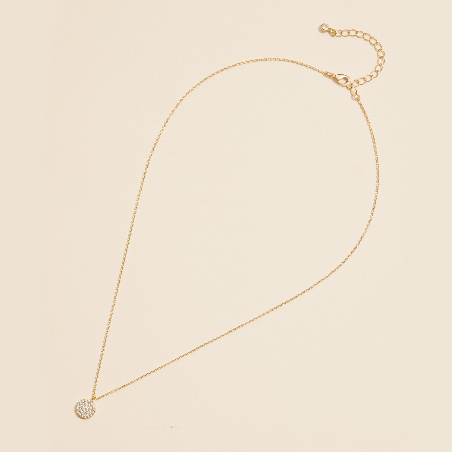 Elegant Pavé Sparkling Disc Pendant Necklace