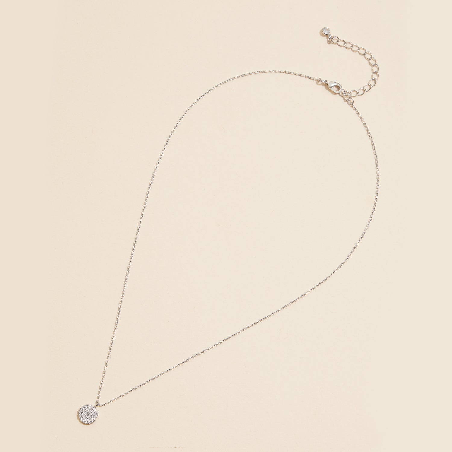 Elegant Pavé Sparkling Disc Pendant Necklace