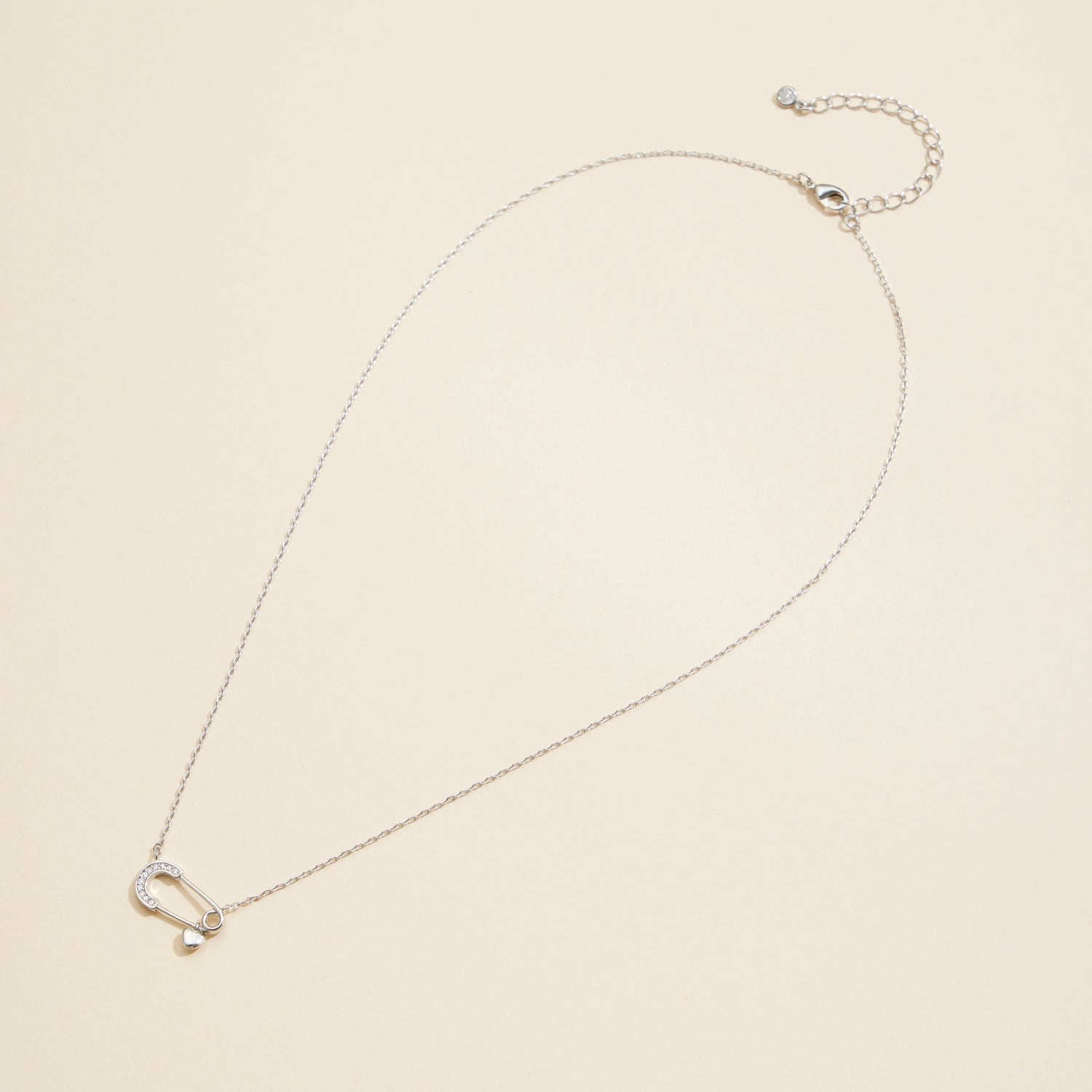 Gold-Dipped Safety Pin Charm Short Necklace