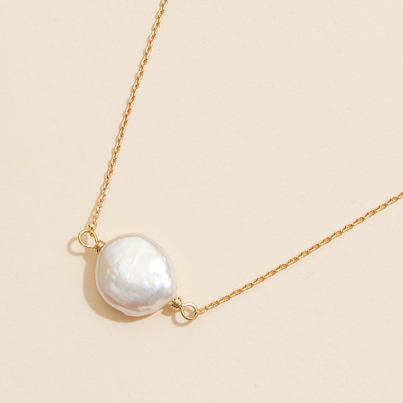 Coin Pearl Pendant Necklace with 18K Gold Dipped Finish