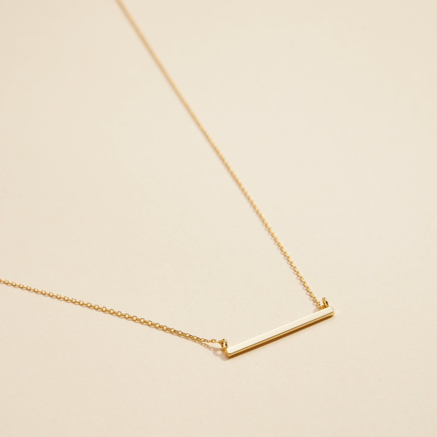 Gold-Dipped Bar Charm | Short Necklace