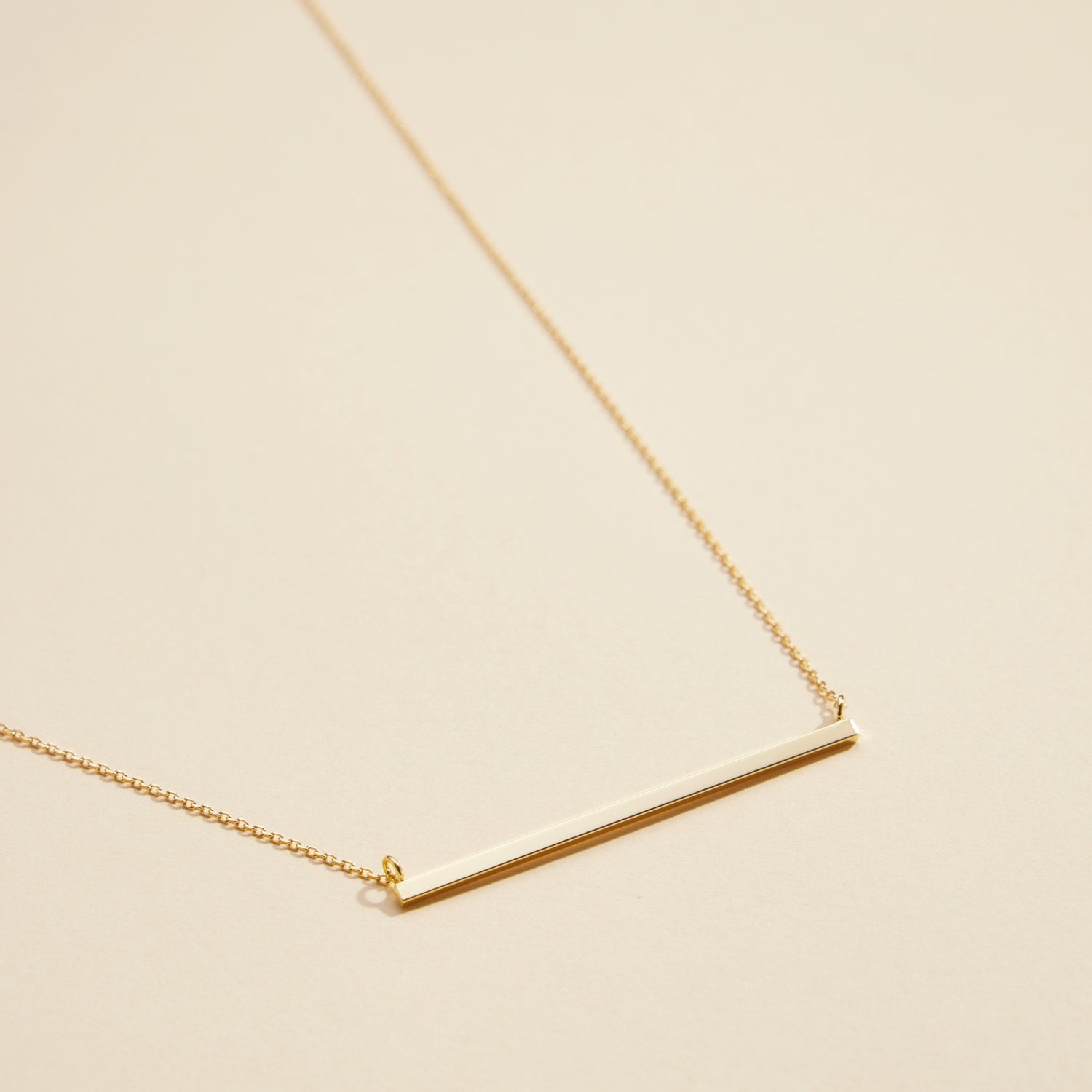 Gold-Dipped Long Bar Charm Short Necklace