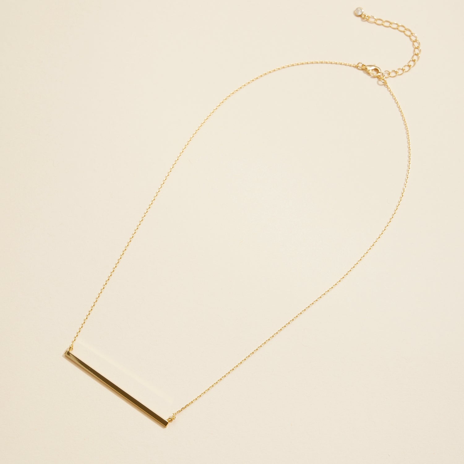 Gold-Dipped Long Bar Charm Short Necklace