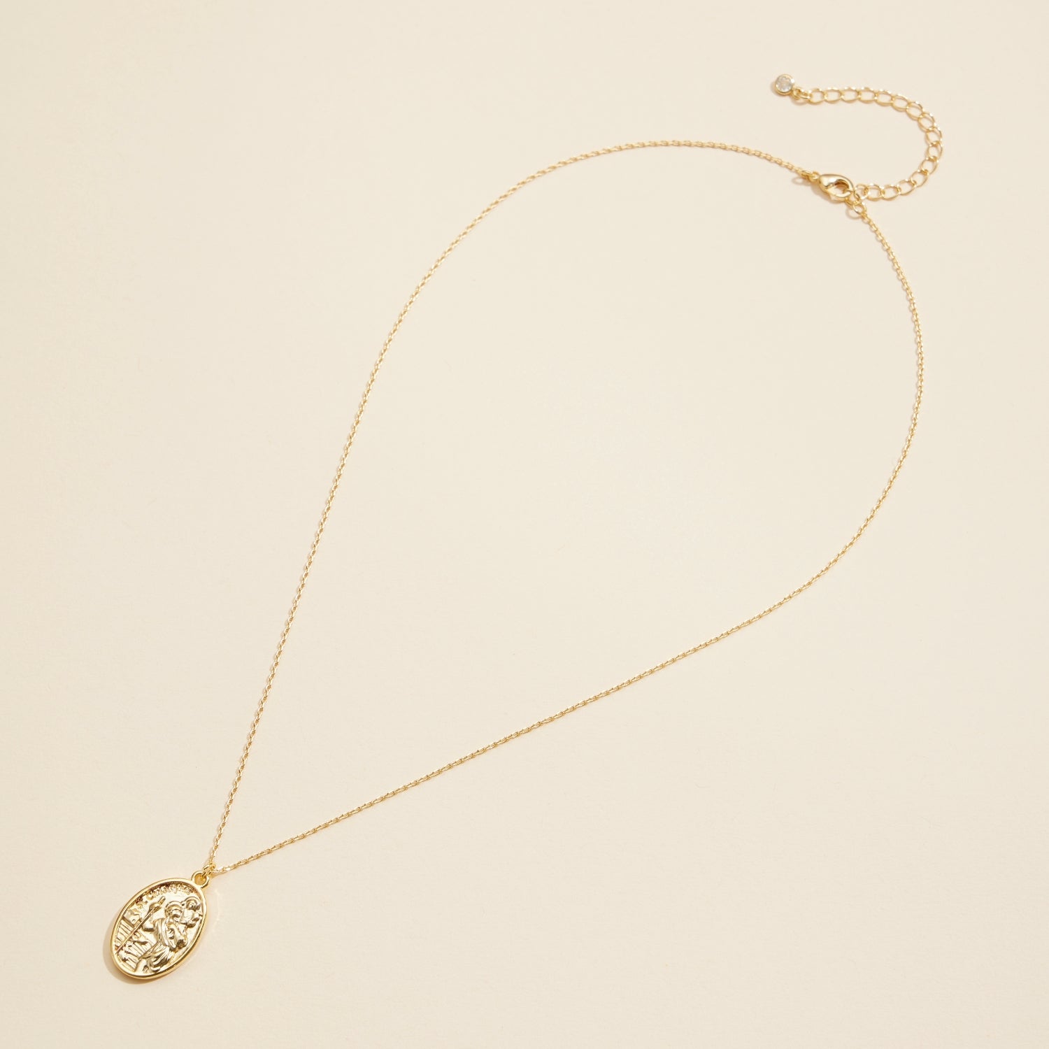 Gold-Dipped Oval Coin Charm | Short Necklace