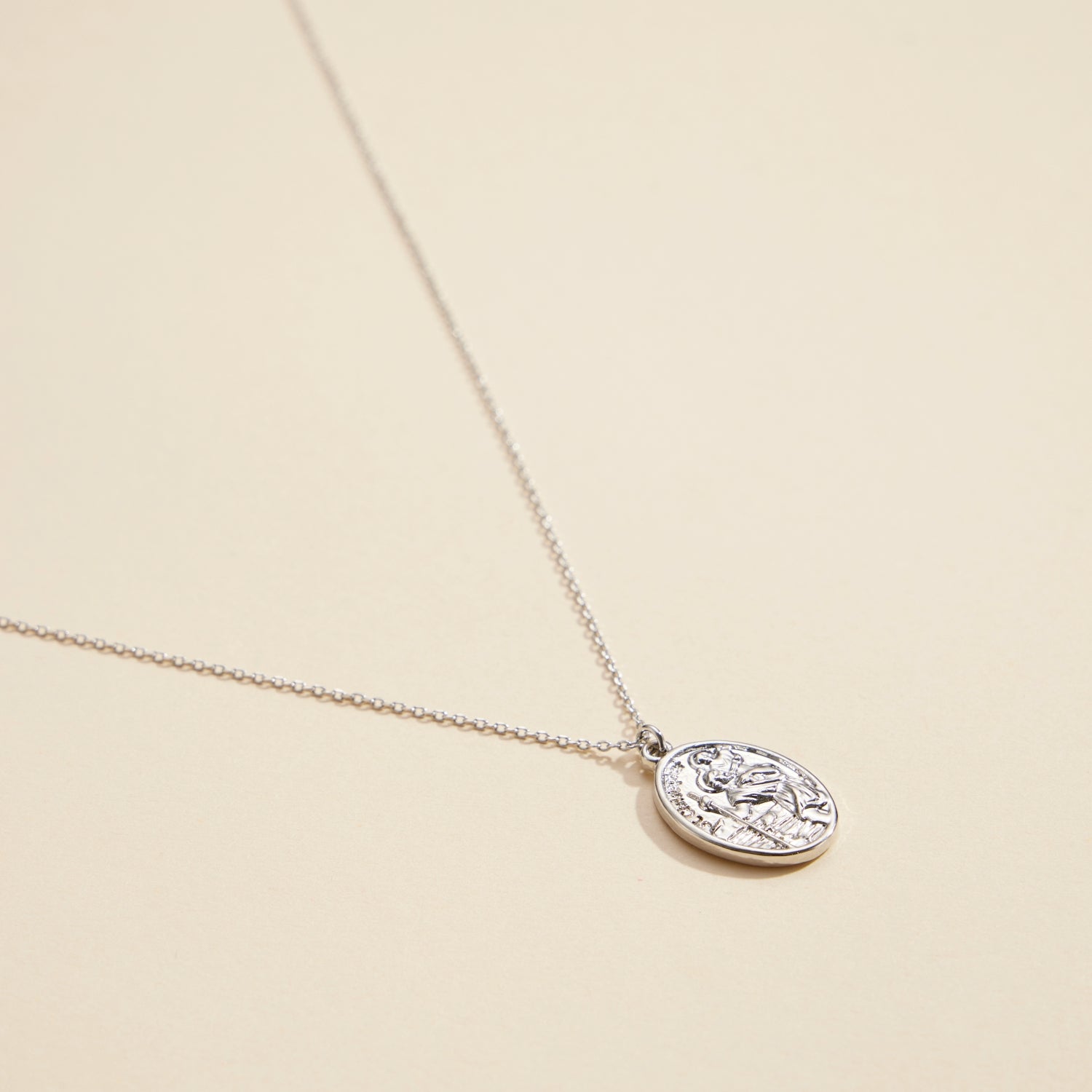 Gold-Dipped Oval Coin Charm | Short Necklace