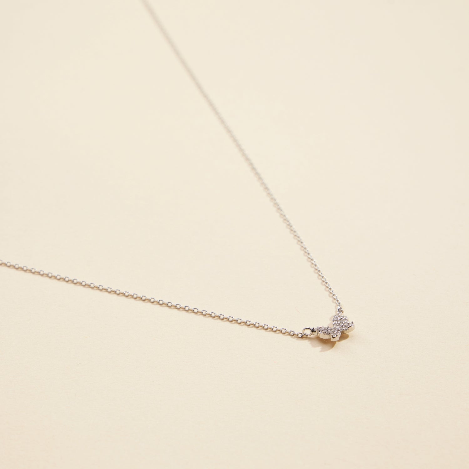 Gold-Dipped CZ Butterfly Charm | Short Necklace