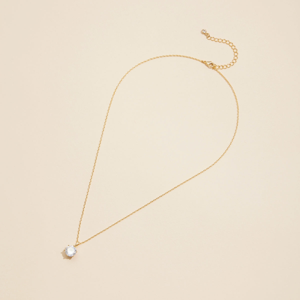 Elegant Glass Stone Charm Gold-Dipped Short Necklace
